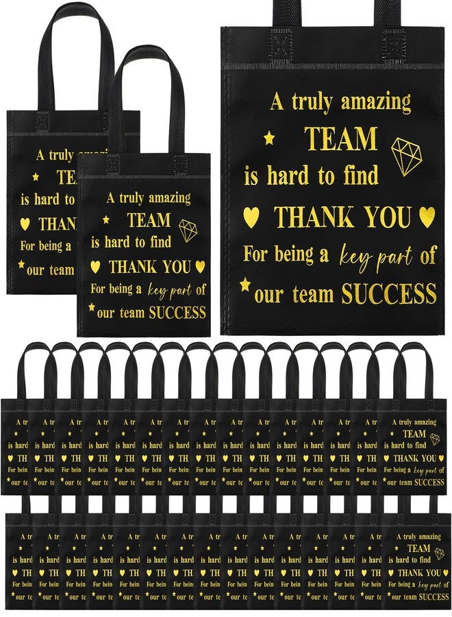 Clysee 50 Pcs Thank You Gift Bag Small Employee Team Appreciation Gift Bags Bulk with Handle Black Gold Inspirational 8 x 8 Inch Party Favor Staff Party - Image 1